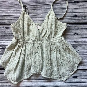 Hollister Light Olive Eyelet Camisole